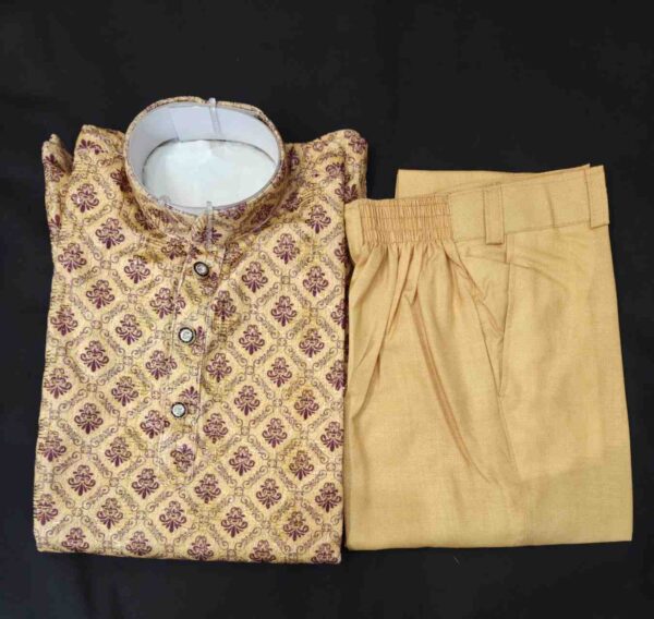 Mustard Color With Print And Golden Thread Work Kurta Comes With Pant.