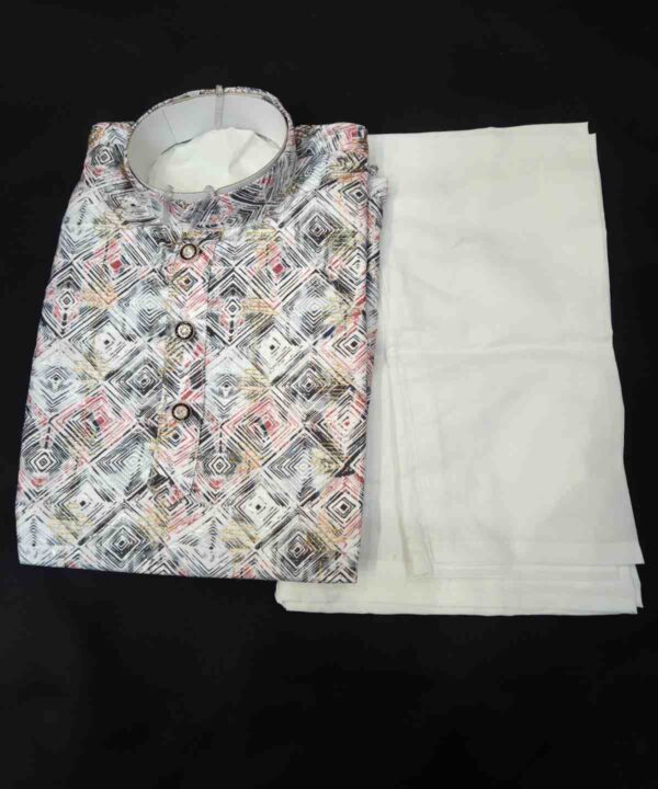 Black Color With Print And Golden Thread Work Kurta And Pajama.