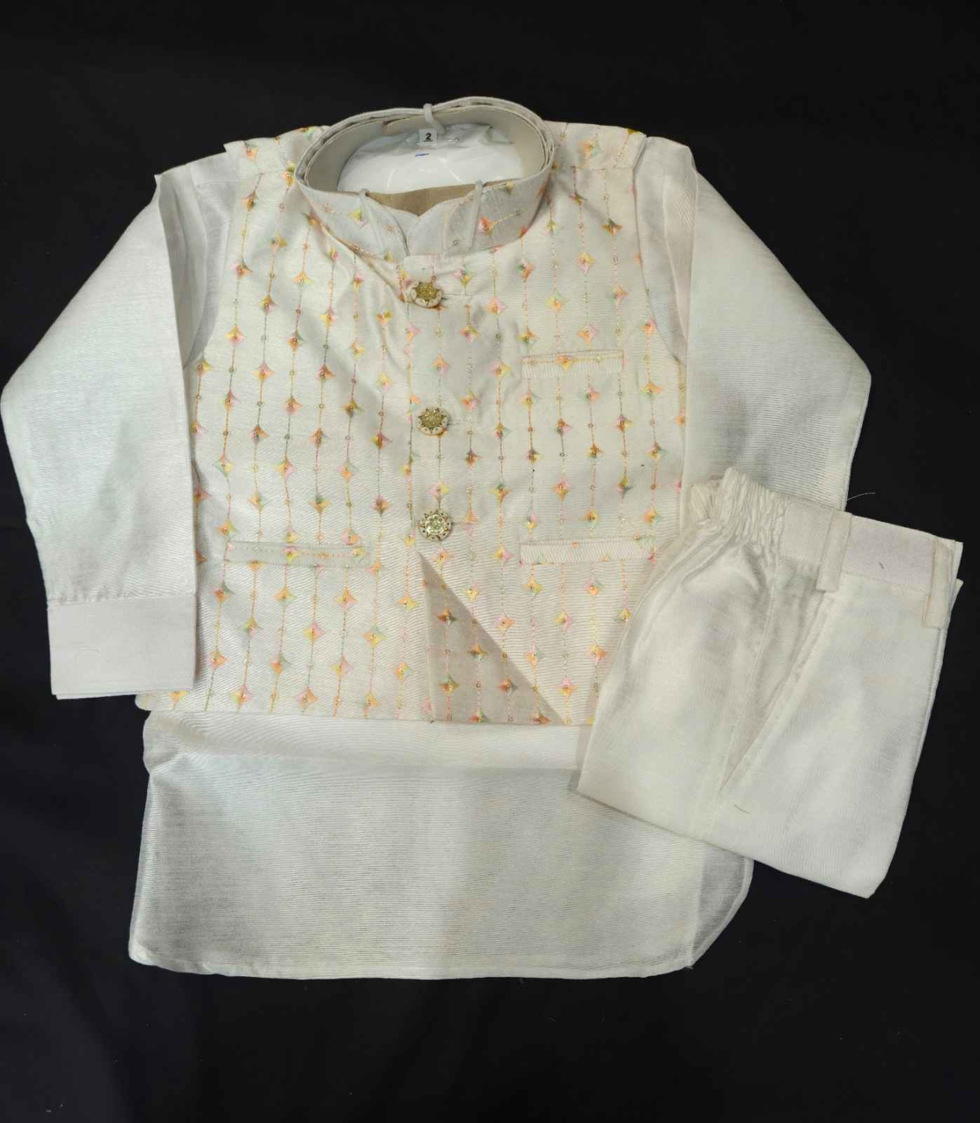 White Color Silk Fabric Kurta And Pant Comes With Embroidery Work Jacket.