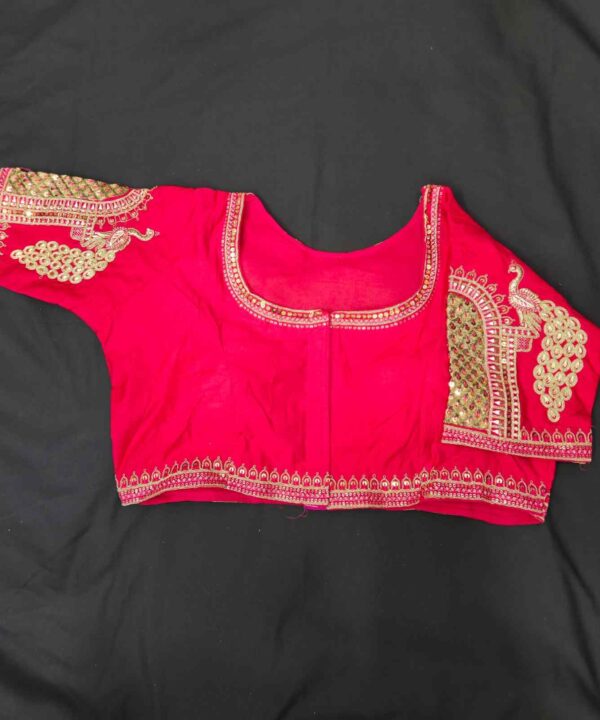Beautiful Hand Embroidery Golden Color Peacock Design Blouse.