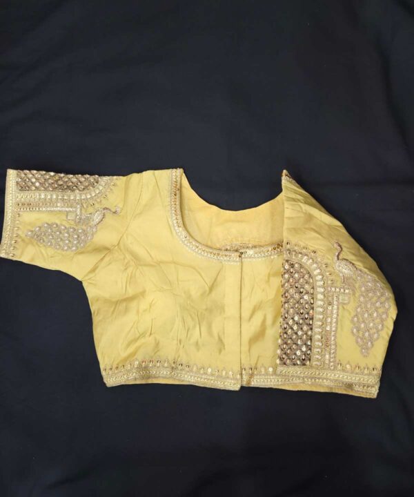 Beautiful Hand Embroidery Golden Color Peacock Design Blouse