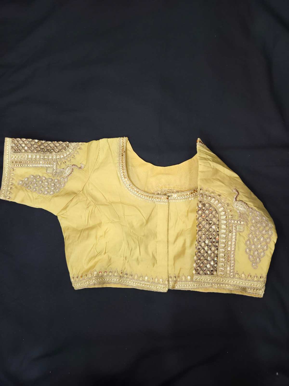Beautiful Hand Embroidery Golden Color Peacock Design Blouse
