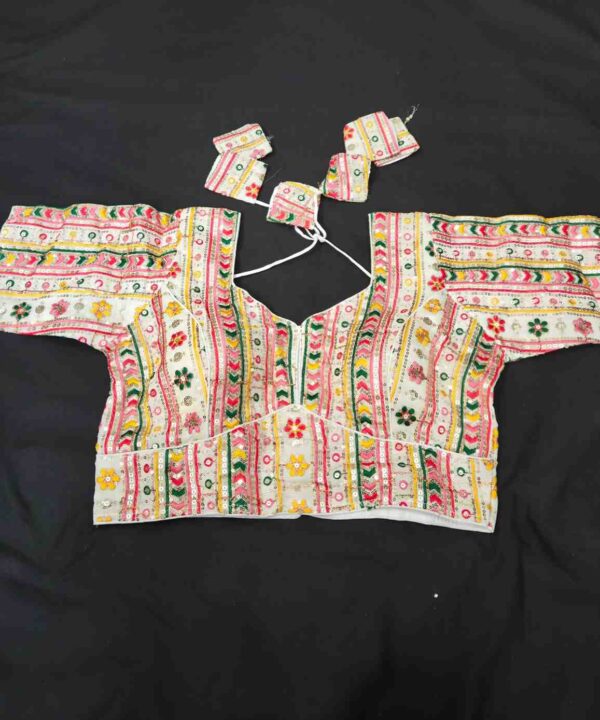 Beautiful White Color With Mutli Color Embroidery And Sequence Work Blouse.