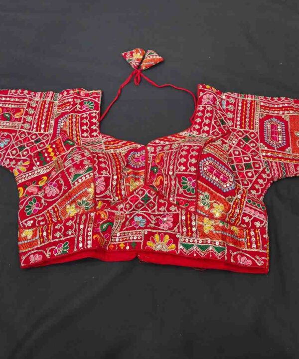 Beautiful Red Color With Multi Color Embroidery And Sequence Work Blouse