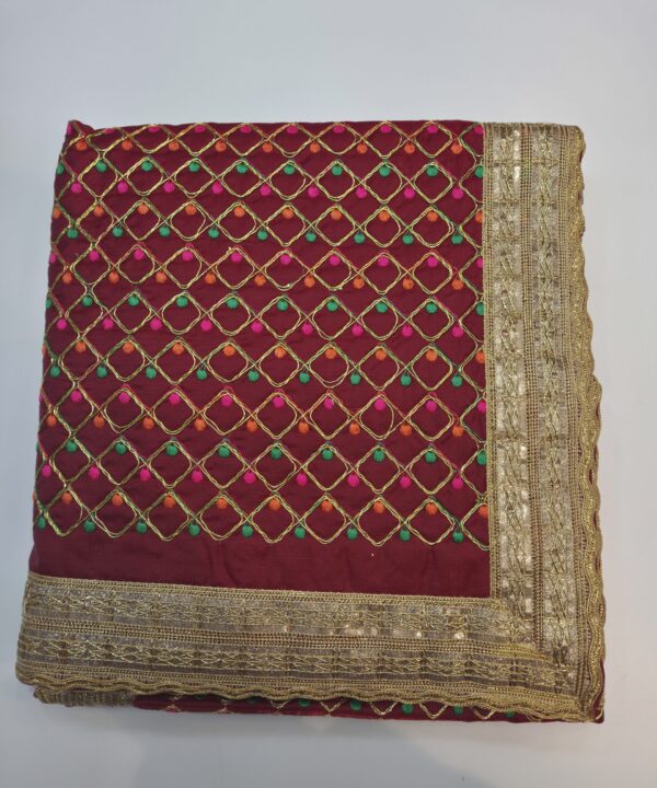 HEAVY EMBROIDERY WITH FLOWER WORK LIGHT GREEN COLOR SILK BASED WITH FOUR SIDE LACE WORK RUMALA SAHIB WITH DOUBLE SET WITH PALKAN