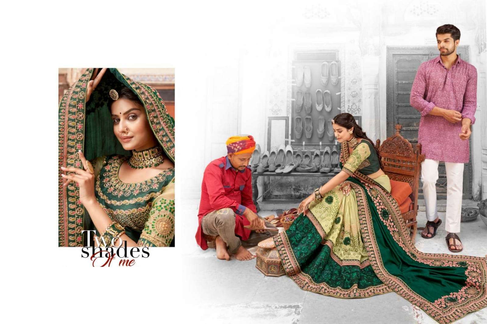 Green Heavy Embroidery Saree For Women