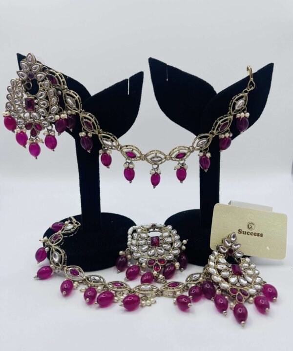 Gold Finished Rubby Kundan Earrings