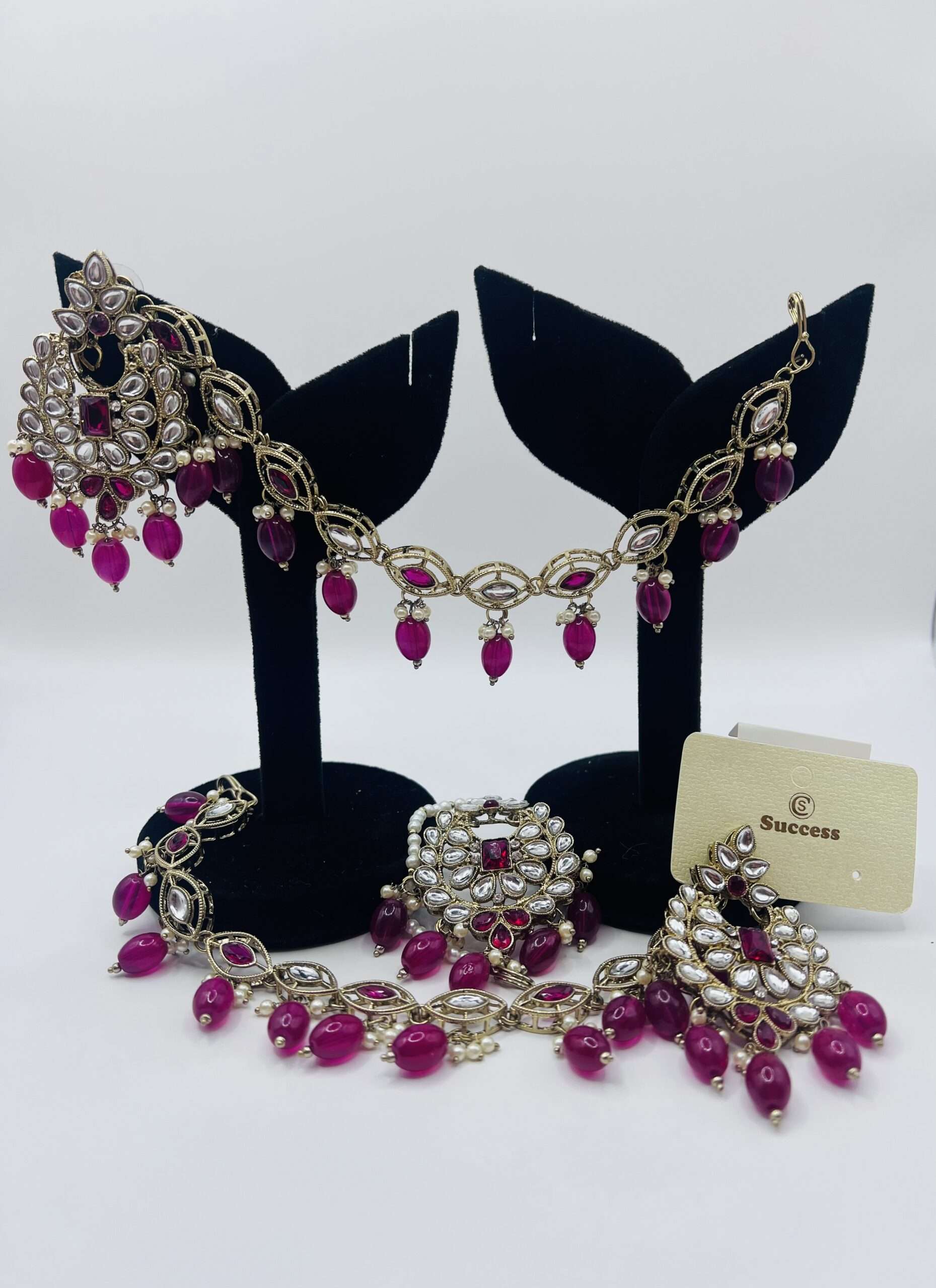 Gold Finished Rubby Kundan Earrings