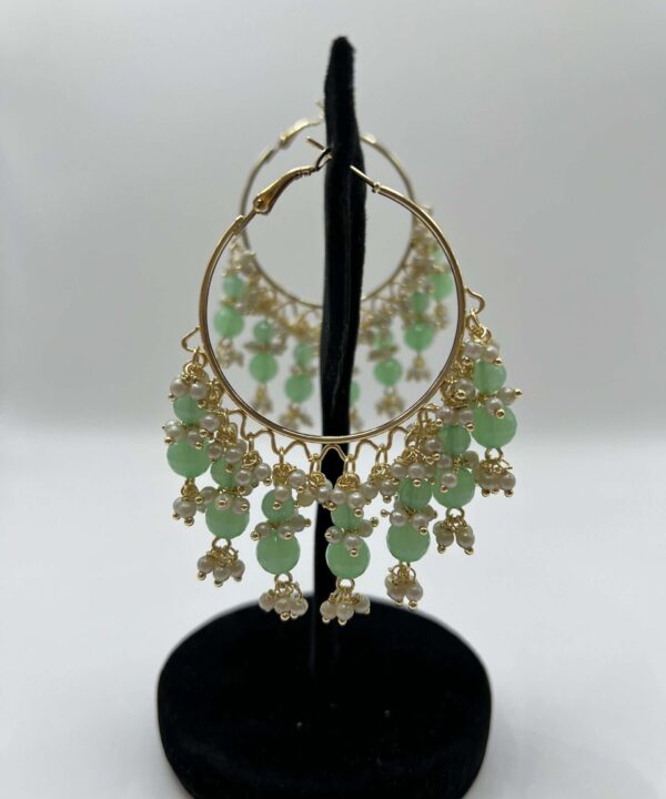 Green Bead Drops  Kundan Earring