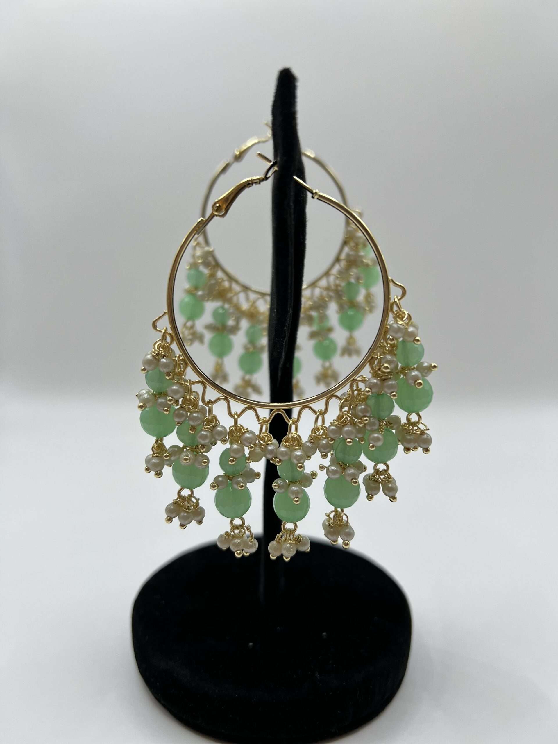 Green Bead Drops  Kundan Earring
