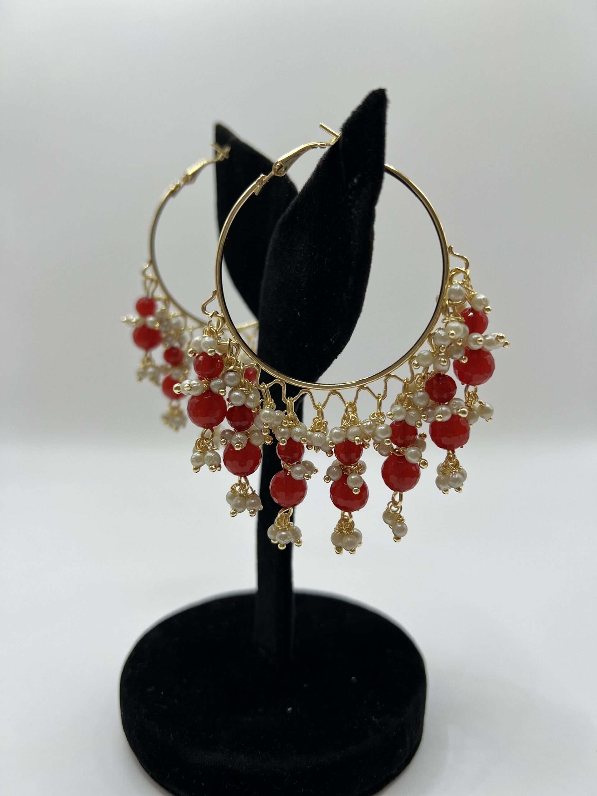 Traditional Jewellery Gold Plated Stylish Wedding Bridal Kundan Pearl Bali Earrings