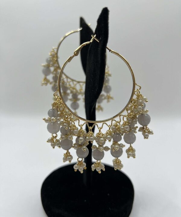 Beautiful Grey Color Antique Baliya Earrings For Women