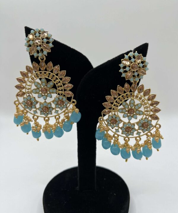 Kundan Earrings with light blue color