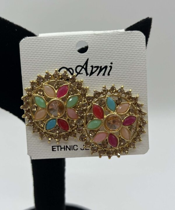 Fancy Round Multicolor Stud Earrings For Women