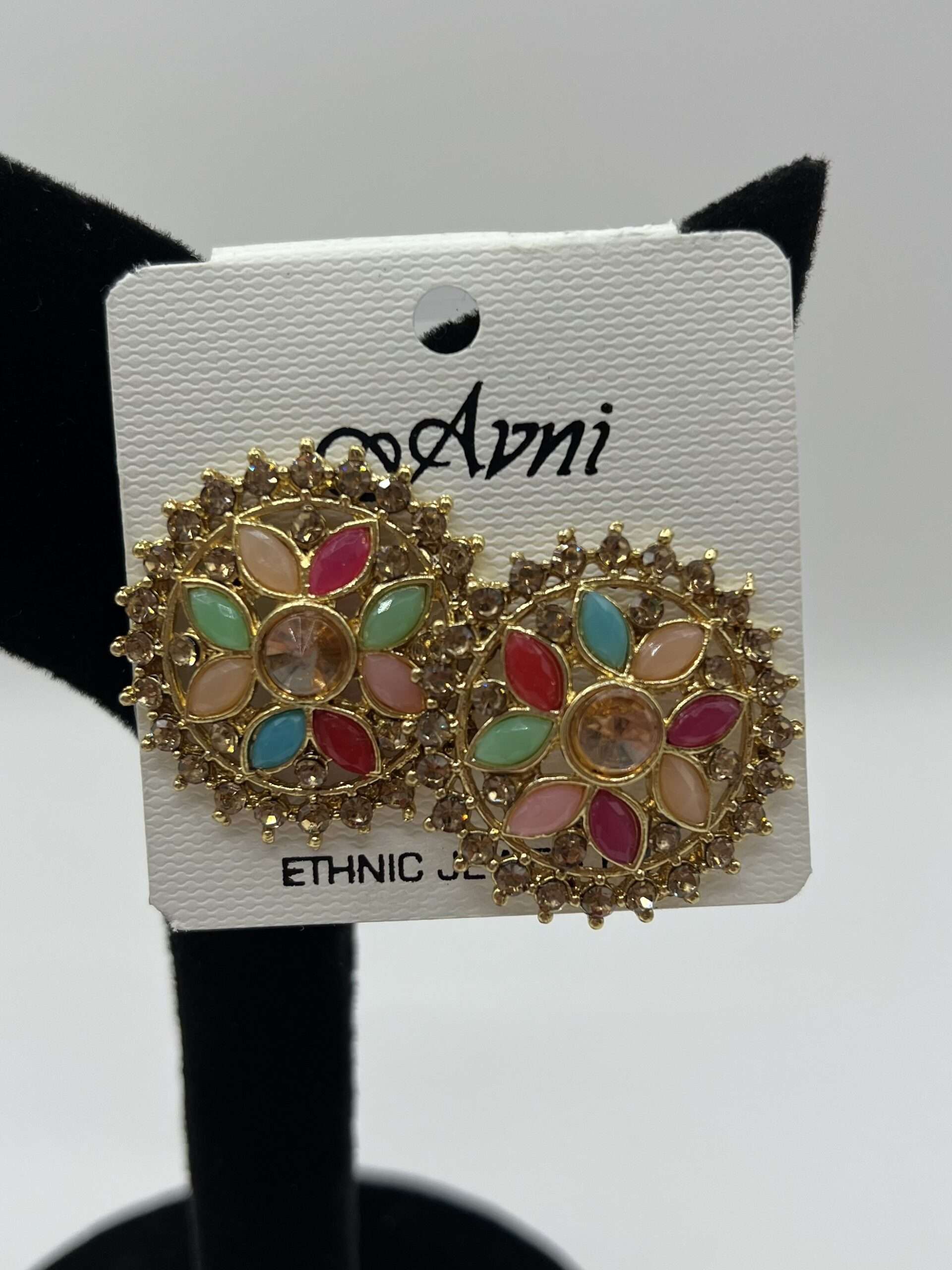 Fancy Round Multicolor Stud Earrings For Women
