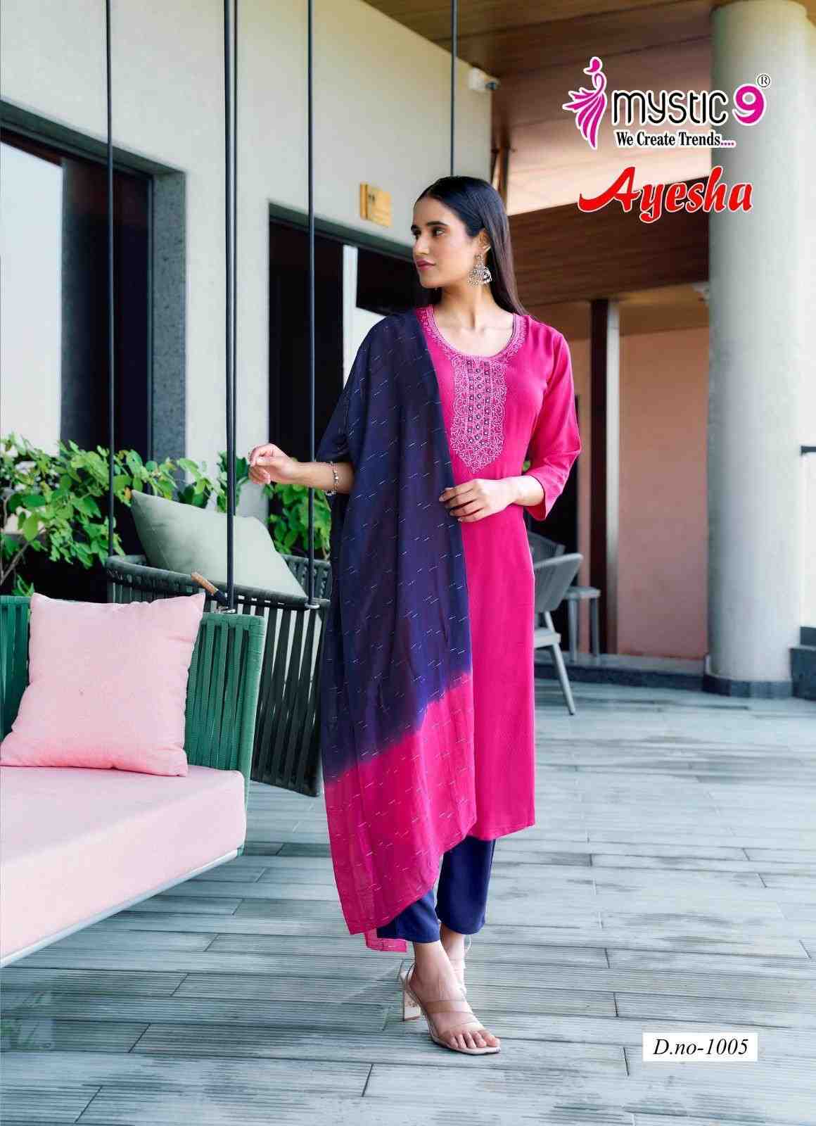Cotton Rayon Based Beautiful Neck Embroidery Work Kurti Comes With Pant And Two Tone Sequence Work Dupatta