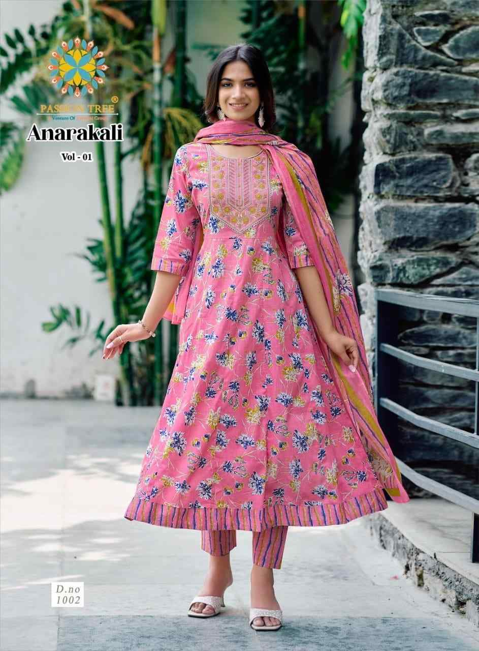Pure Cotton Floral Print Base With Beautiful Neck Embroidery Work Kurti Comes with Pant And Matching Dupatta. 