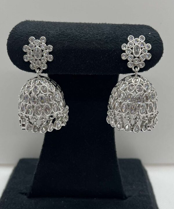 White Silver Modern White Jhumki