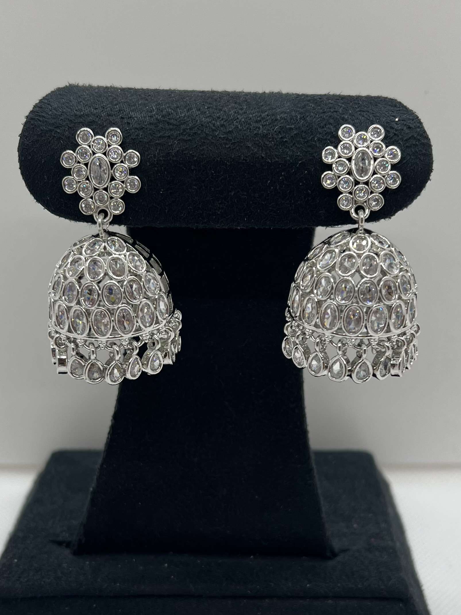 White Silver Modern White Jhumki