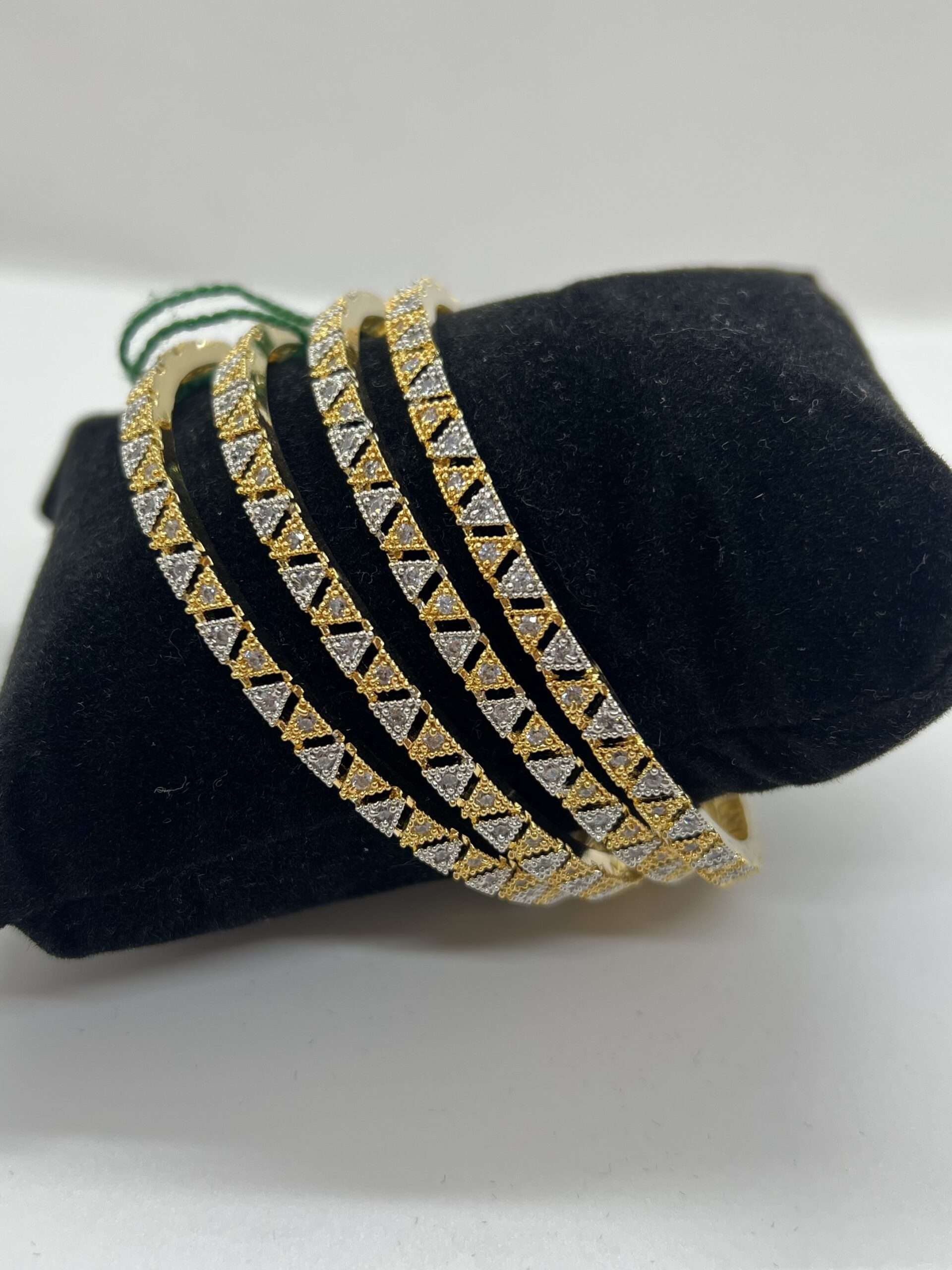BEAUTIFUL DESIGNER SILVER AND GOLDEN AMERICAN DIAMOND BANGLE SETS