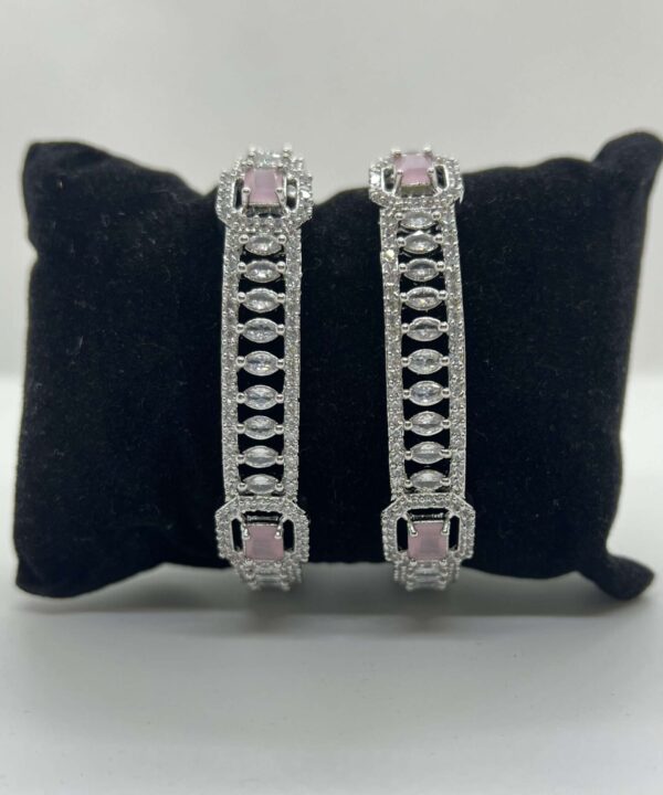 STYLISH LATEST DESIGN AMERICAN DIAMOND WITH LIGHT PINK COLOR STONE BANGLES SETS