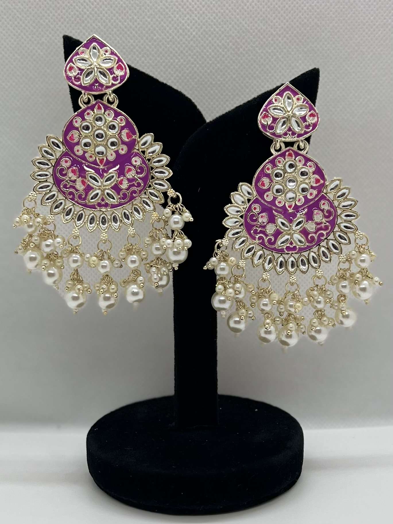 Kundan-Studded Chandbali Earrings