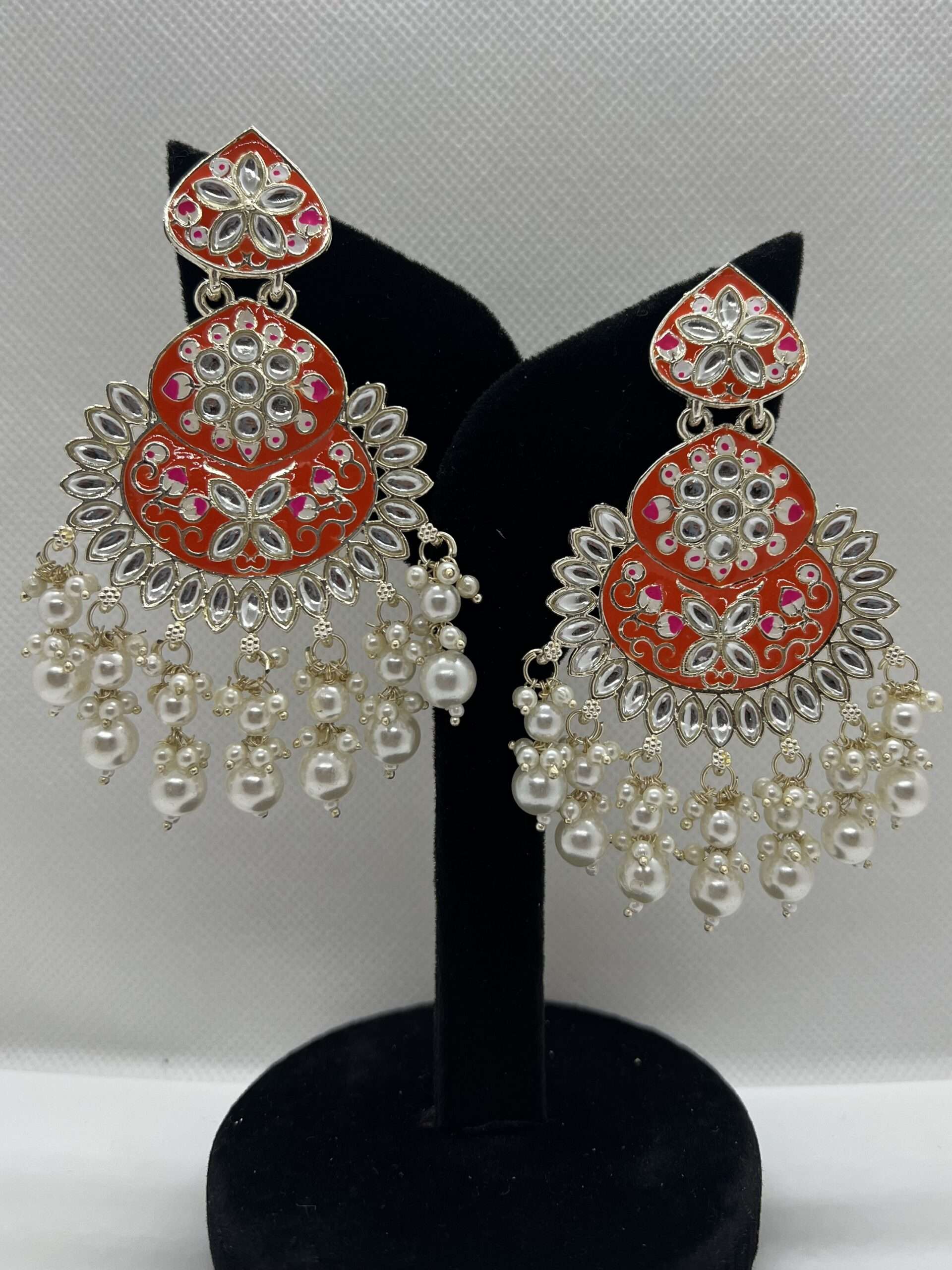 Traditional Meenakari Drop Earrings Collection with Pearls