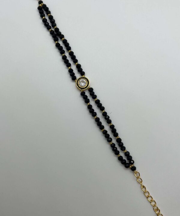 Double Layer Kundan Black And Golden Circle Evil Eye