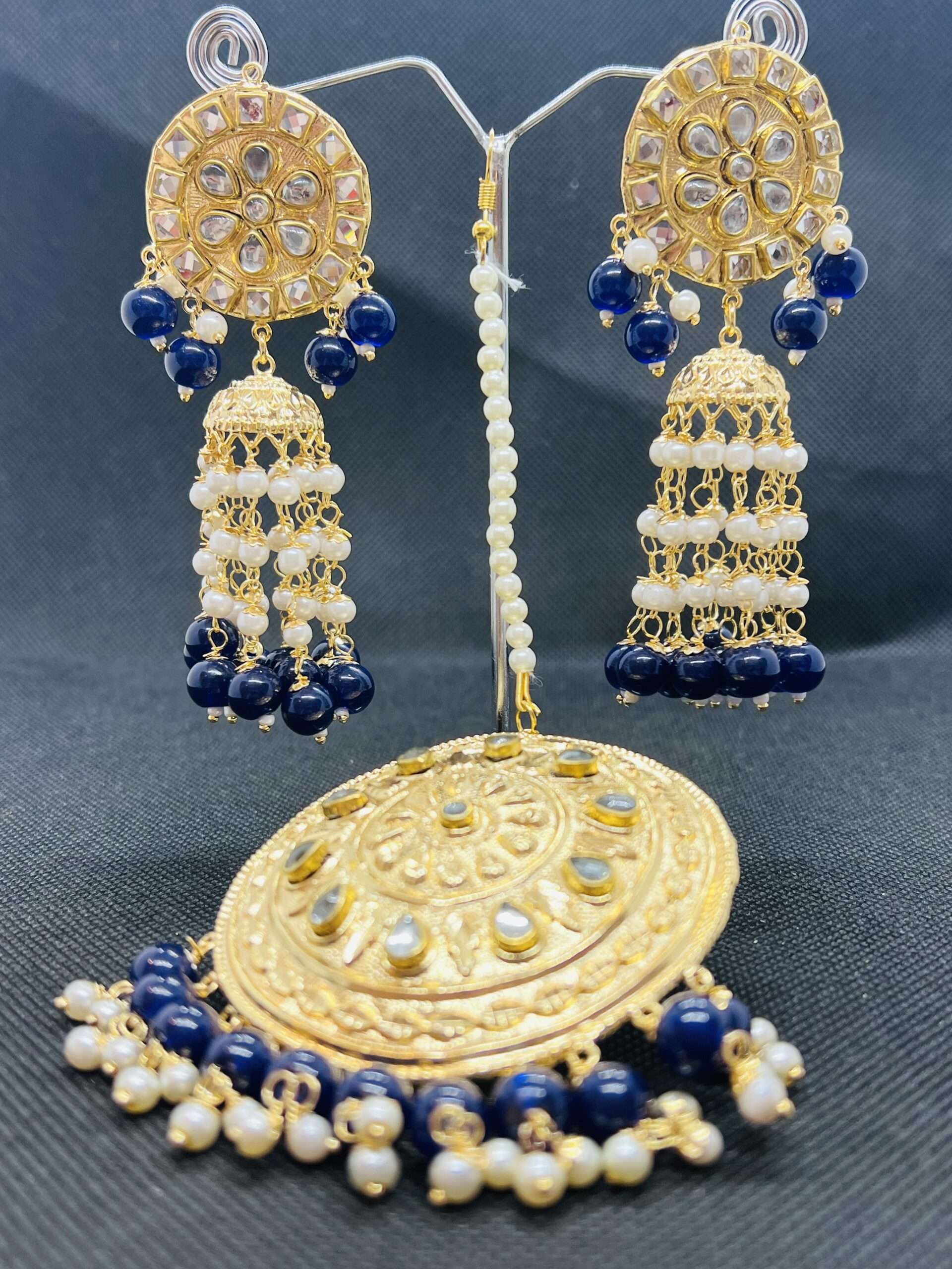 Kundan Stone Stud Designer Long Jhumka