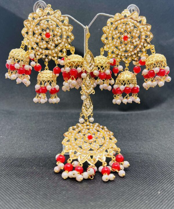 Gold Finished Kundan Rubby Jhumki Earrings