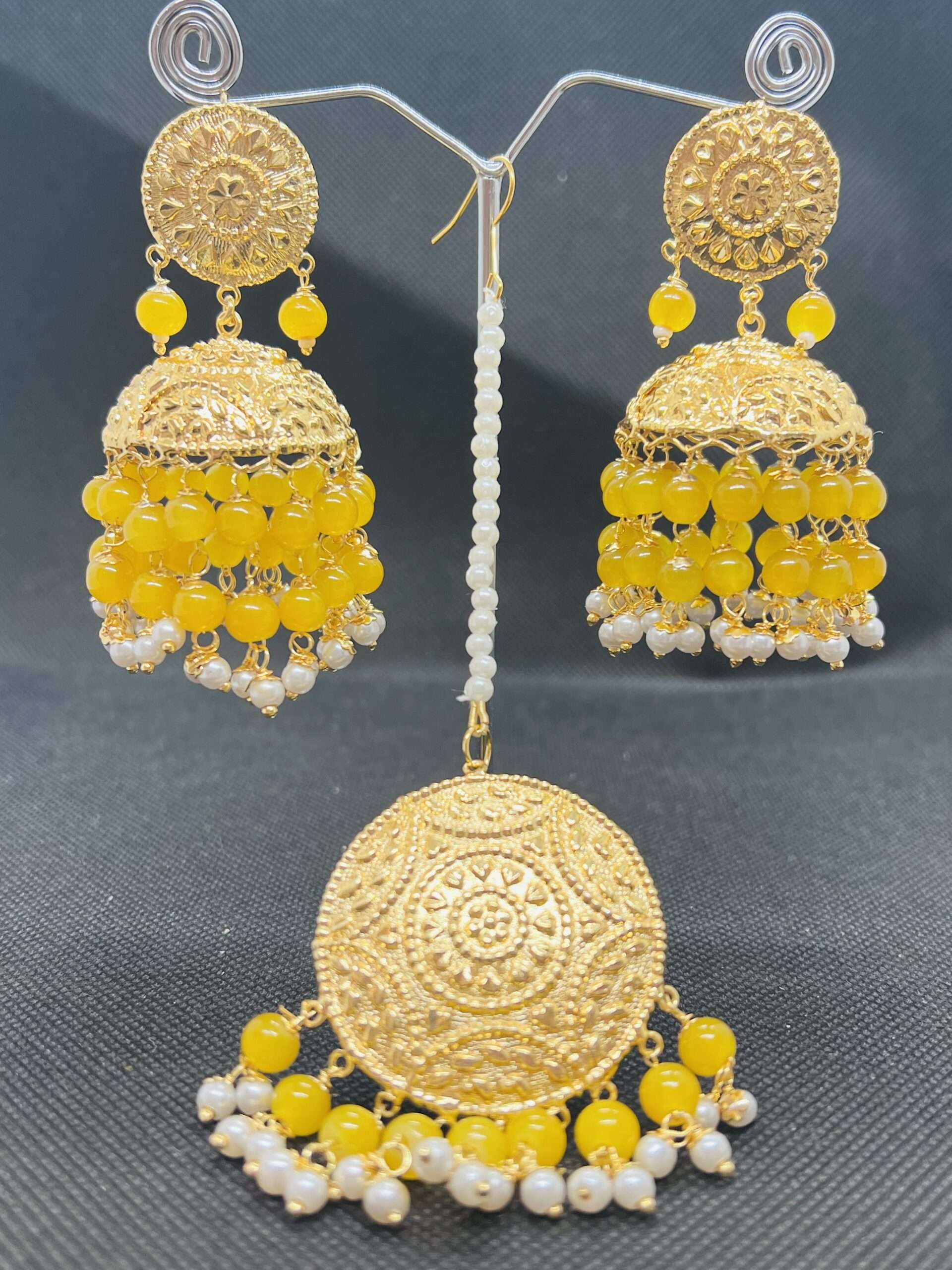 Stylish Traditional Latest  Ethnic Earrings Yellow