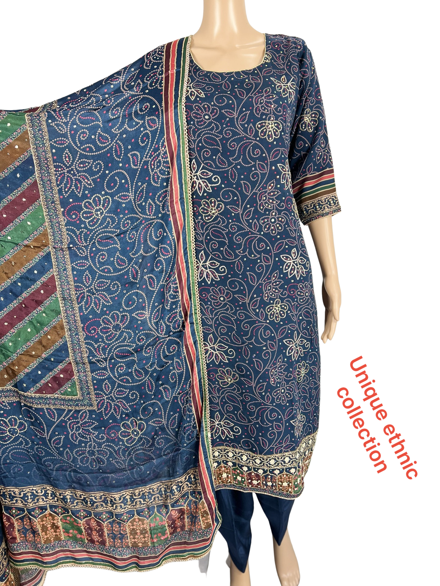 (Sold) Formal Wear Stitched Lawn Navy Blue Suit For Women