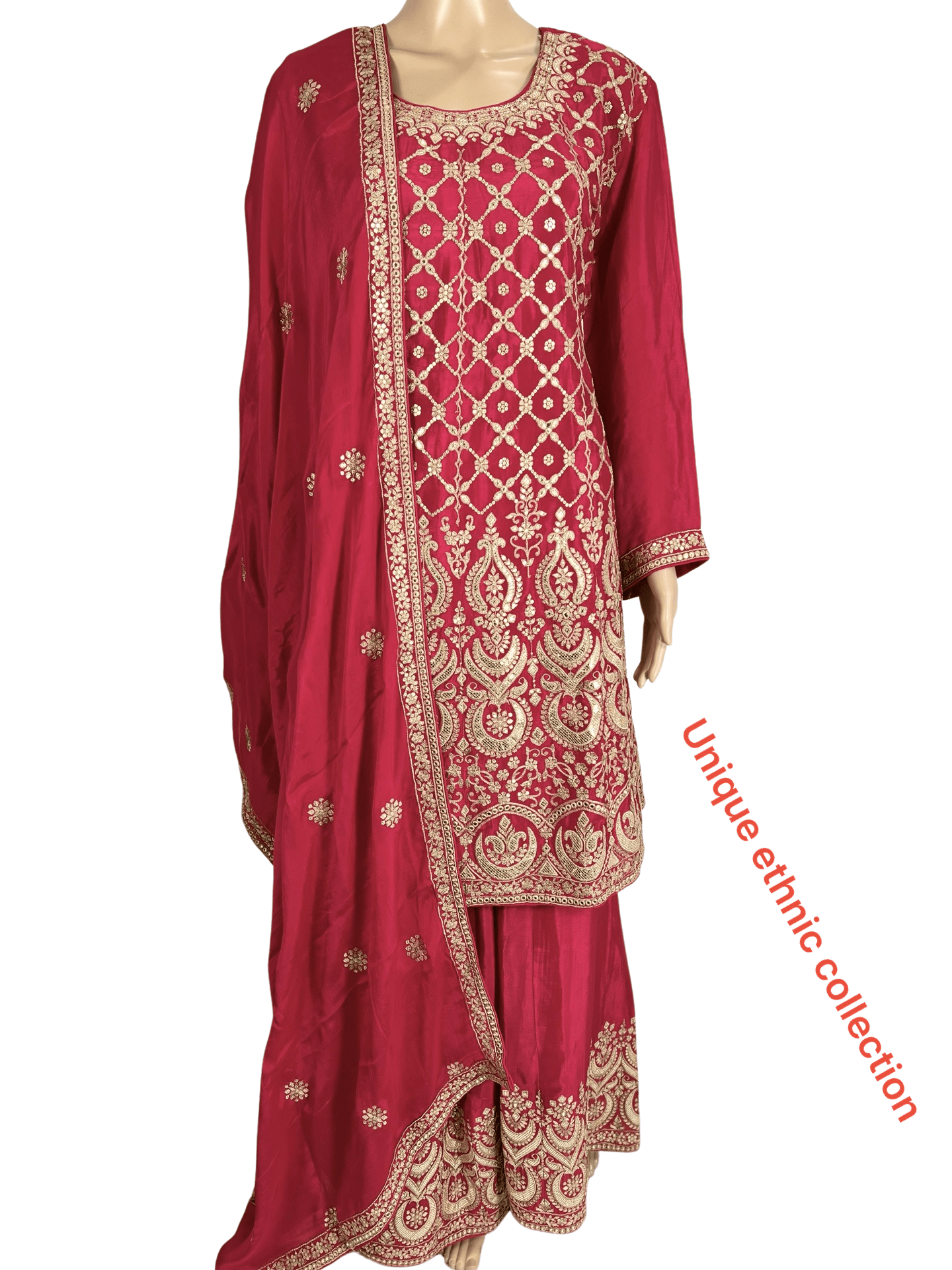 Embroidered Georgette Suit in Red Or Maroon For Women