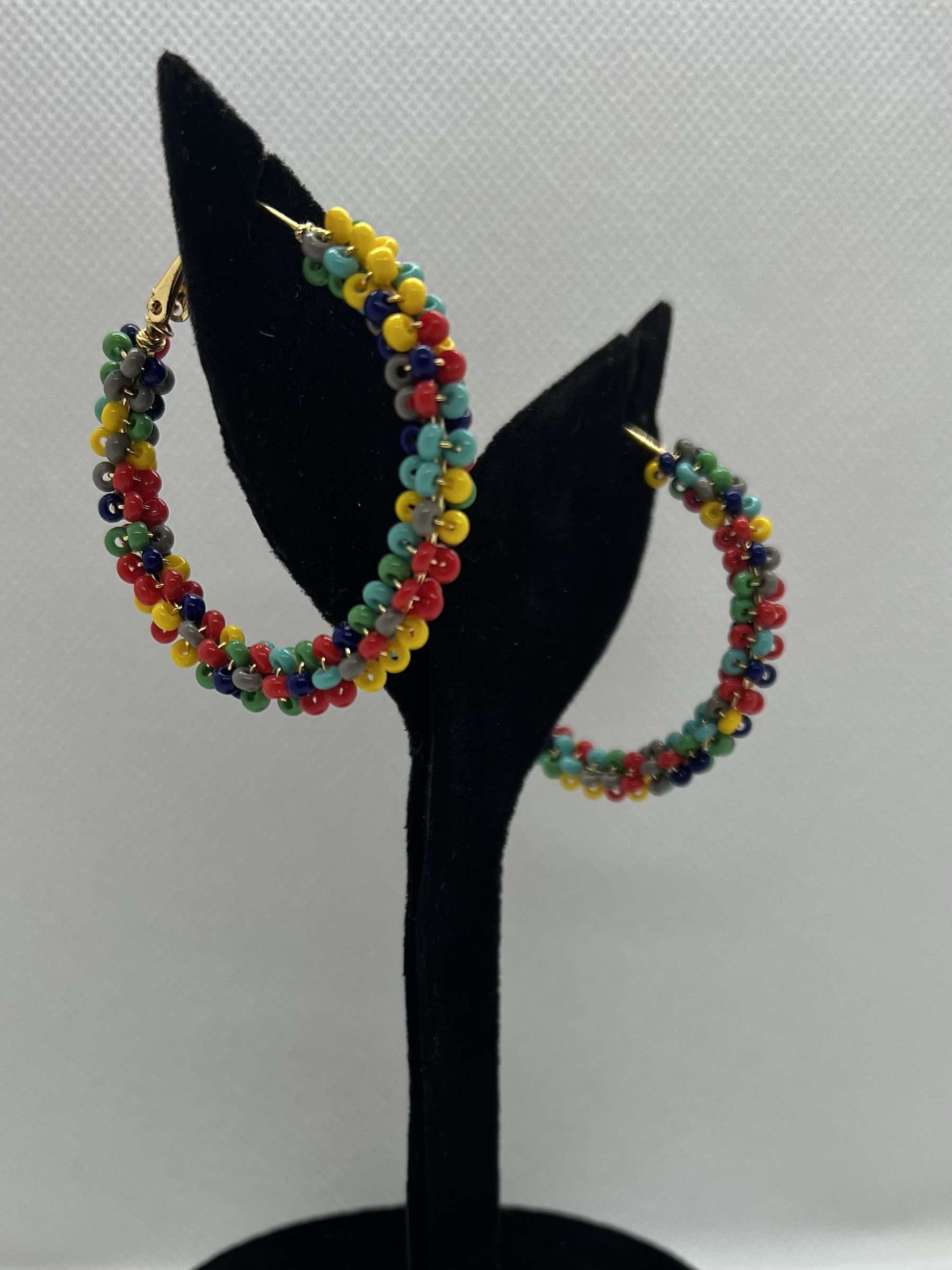 Glass Seed Beaded Hoop Earrings for Women