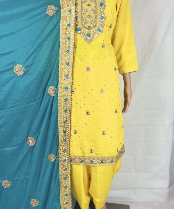 Yellow Heavy Embroidered Suit For Women