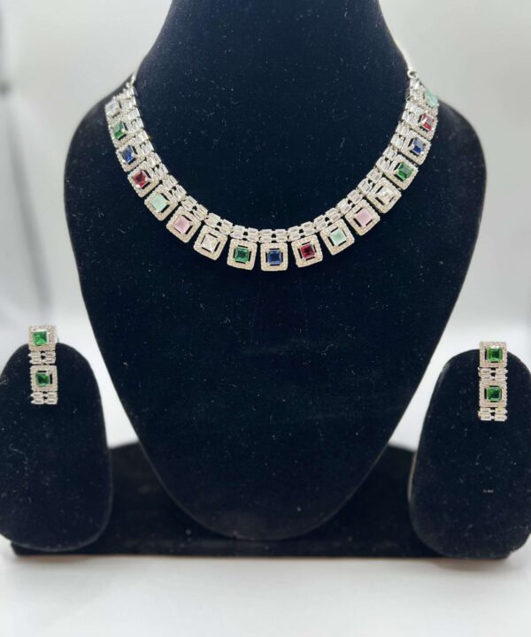American Diamond Graceful Necklace With Earrings