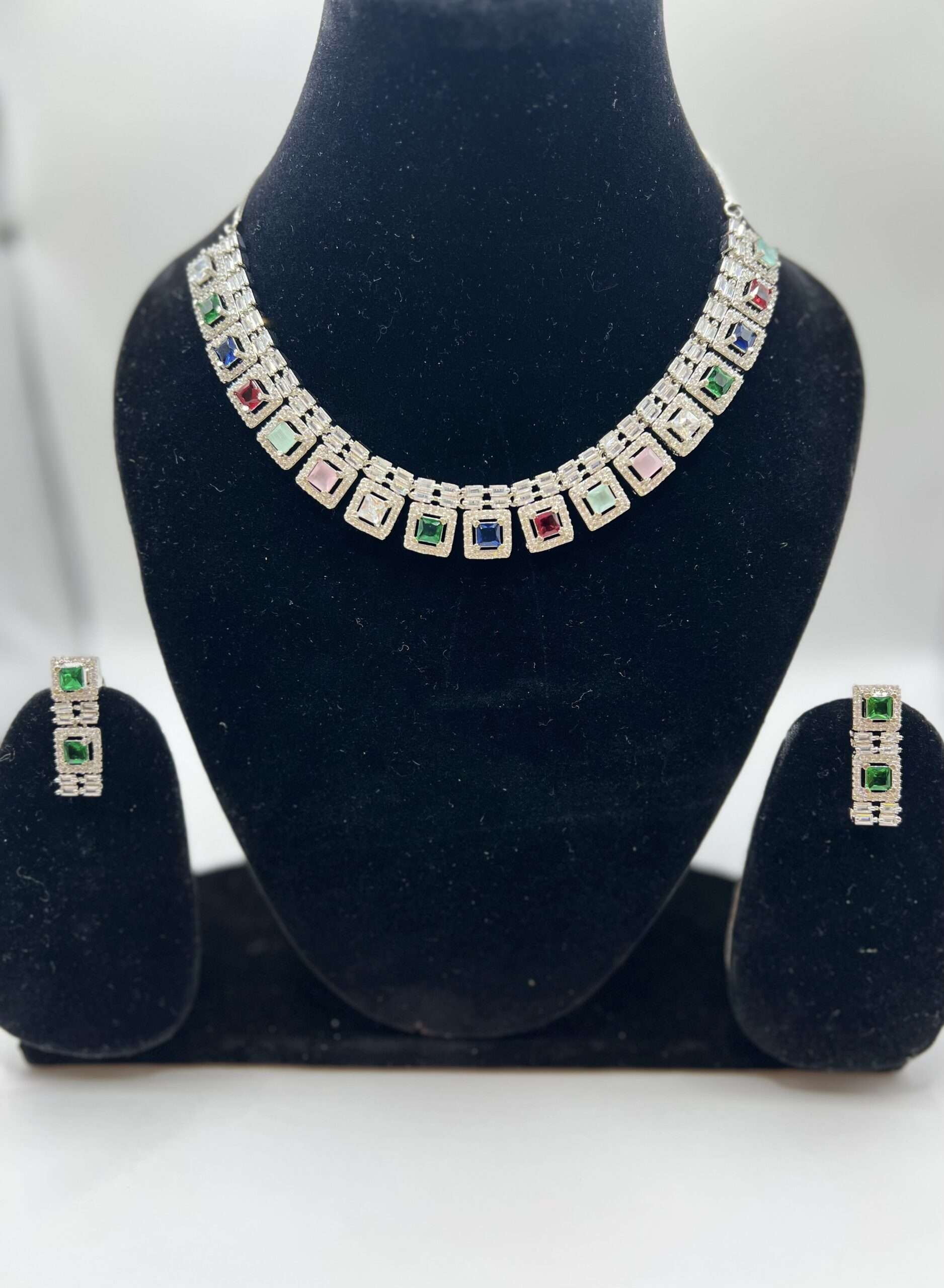American Diamond Graceful Necklace With Earrings
