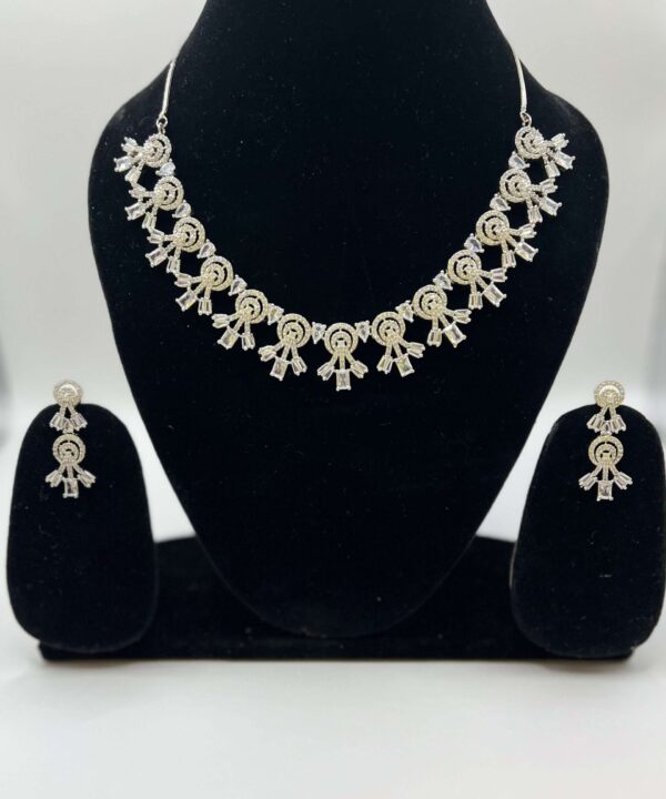 Graceful & Stylish Silver Diamond Necklace Set