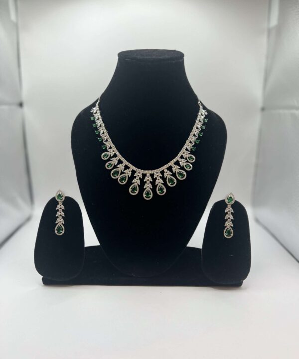 American Diamond Green Stone Jewellery Set