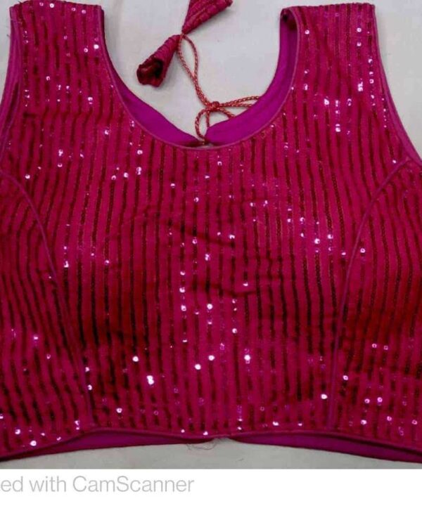 DESIGNER DARK PINK (MAGENTA) COLOR SEQUINS WORK READY MADE SAREE BLOUSE