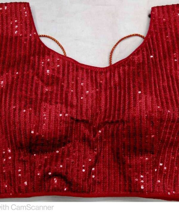 DESIGNER RED COLOR SEQUINS WORK READY MADE BLOUSE.