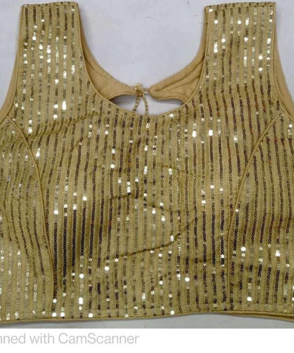 DESIGNER GOLDEN COLOR SEQUINS WORK READY MADE BLOUSE.