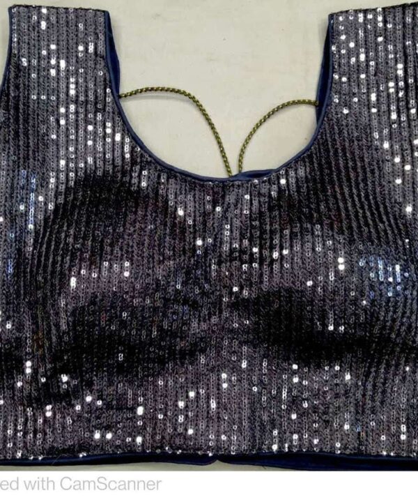DESIGNER GREY COLOR SEQUINS WORK READY MADE SAREE BLOUSE.