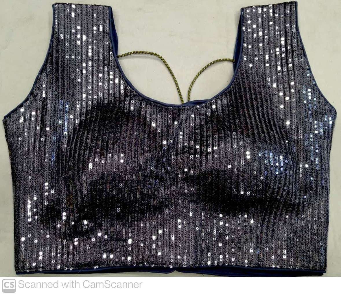 DESIGNER GREY COLOR SEQUINS WORK READY MADE SAREE BLOUSE.