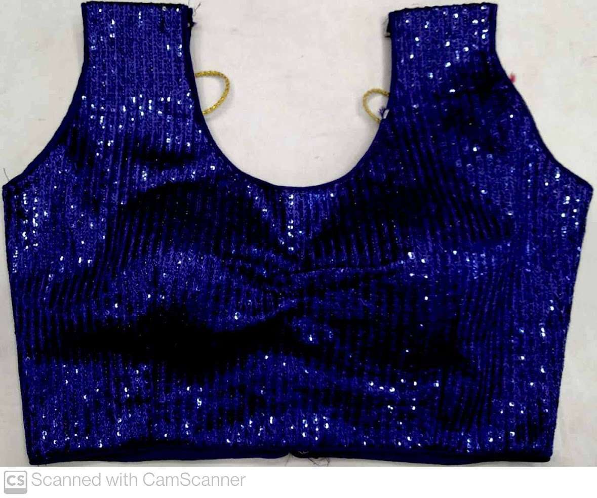(SOLD OUT)DESIGNER ROYAL BLUE COLOR SEQUINS WORK READY MADE BLOUSE