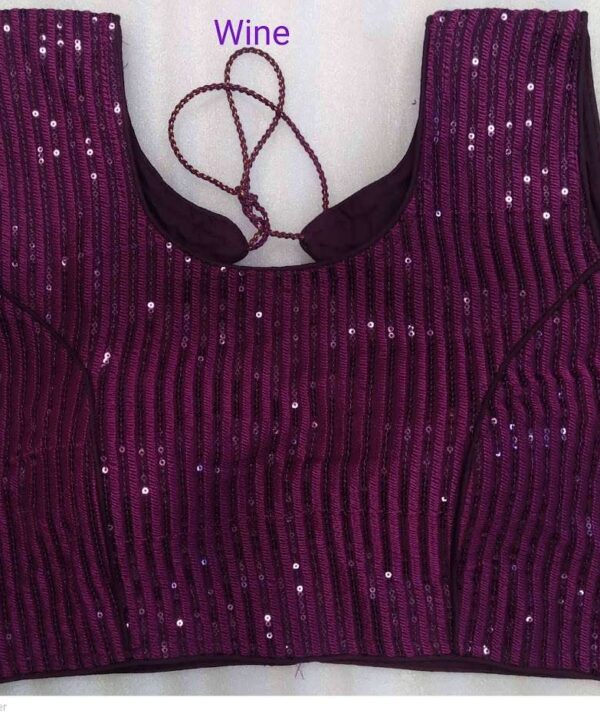 (SOLD OUT )DESIGNER WINE COLOR SEQUINS WORK READY MADE SAREE BLOUSE