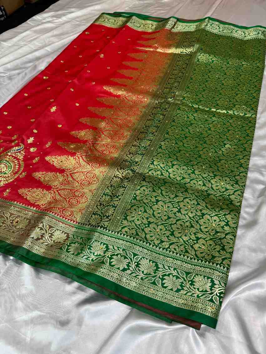 Banarasi silk saree with zari and stone work