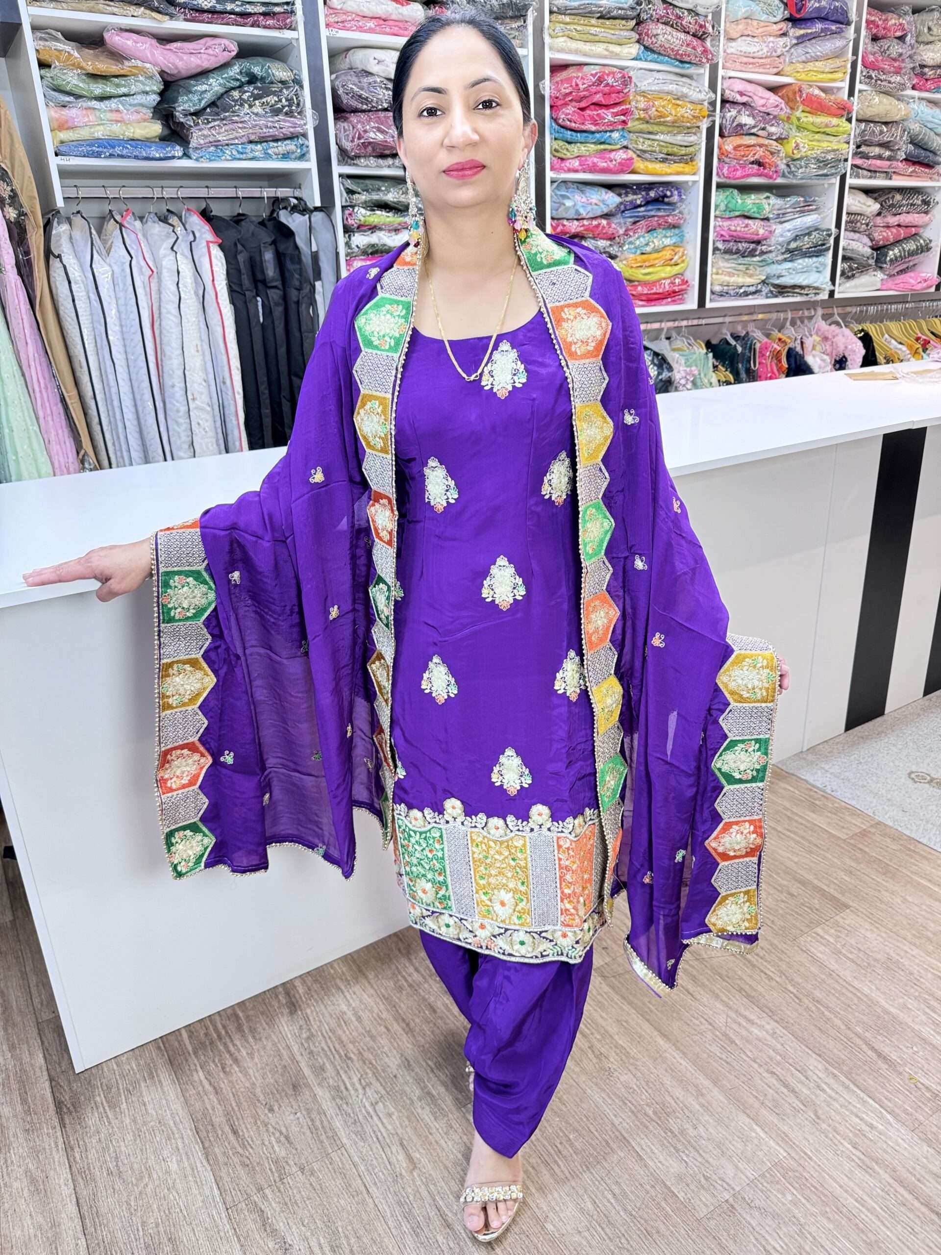 3 PIECE ROYAL BLUE COLOR HEAVY SALWAR SUIT TILLA, THREAD AND PEARL WORK ALL OVER SHRIT WITH HEAVY WORK DUPATTA