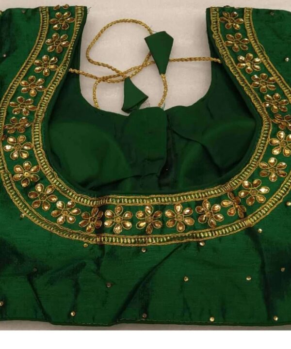 DARK GREEN (MEHENDI) COLOR DESIGNER BLOUSE WITH EMBROIDERY AND STONE WORK