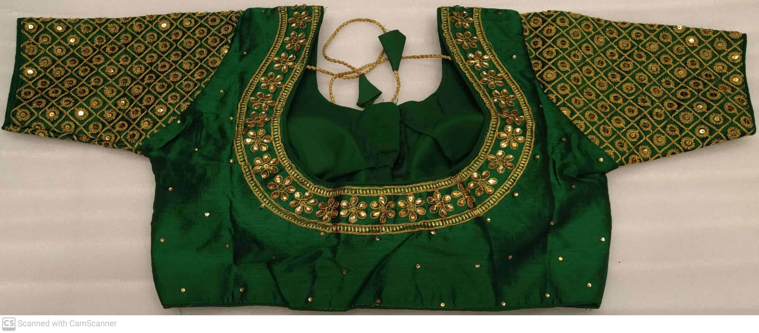 DARK GREEN (MEHENDI) COLOR DESIGNER BLOUSE WITH EMBROIDERY AND STONE WORK